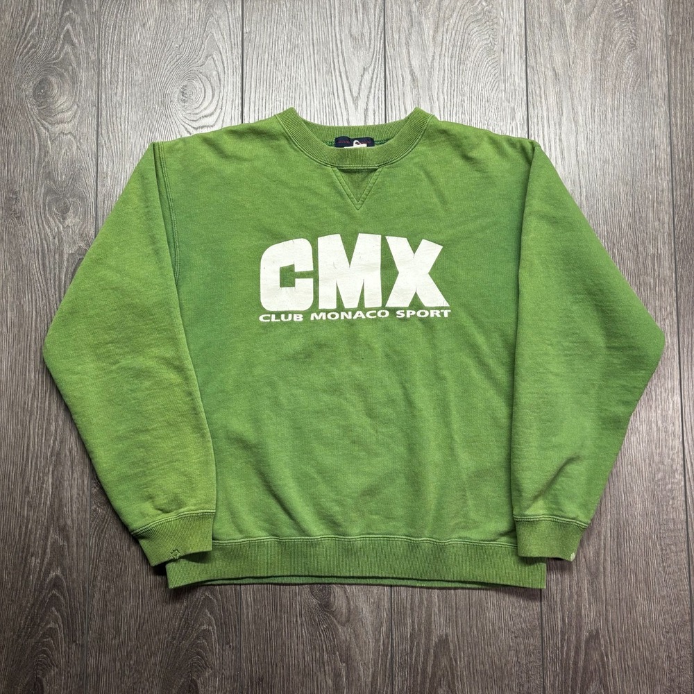 Vintage 90s Club Monaco Green Crewneck Sweatshirt Medium Cmx Rare - Picture 1 of 8